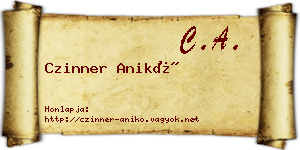 Czinner Anikó névjegykártya